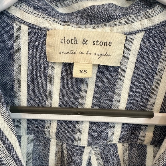 Anthropology Cloth & Stone Navy and White Striped Button Down Shirt XS - Picture 3 of 10